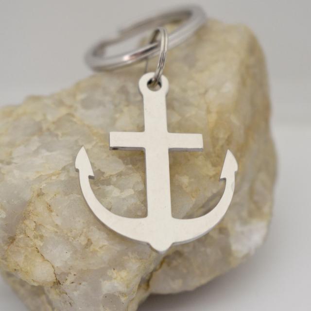 Stainless Steel Hammered Anchor Keychain